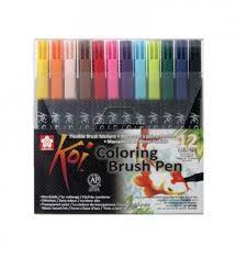 Koi Coloring Brush Pen - Sett med 12 fargar 12 fargar - Hobby