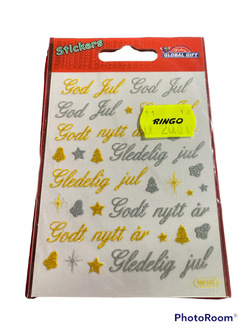 Jule Klistremerker - God Jul/Gledelig Jul/Godt Nytt År Sølv/Gull - Stickers