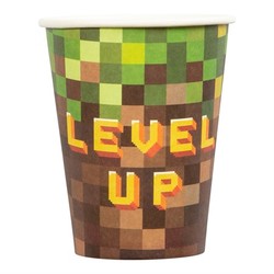 Papp-Kopper Pixel Level Up 8pk Pixel Level Up - Bursdag/Fest