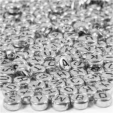 Bokstavperler Sølv, dia 7mm, hullstr 1,2mm - 21gram Sølv - Hobby