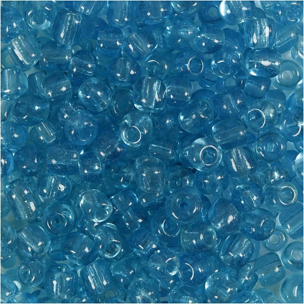 Rocaiperler Clear turqouise, dia 4mm, str 6, hullstr 0,9-1,2mm - 25gram Clear turqouise - Hobby