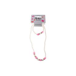 HALSKJEDE M/ARMBÅND ROSER/PERLER 8-433201 - Tinka