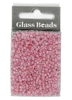 Rocaiperler pink, dia 3mm, str 8, hullstr 0,6-1mm - 25gram Pink - Hobby