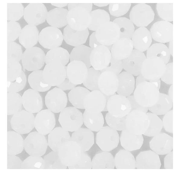 Facettperler frosted, str 5*6mm, hullstr 1mm - 100stk Frosted - Salg