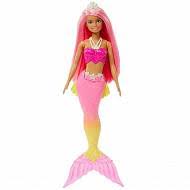 Barbie Core Mermaid Doll - Rosa hår og rosa/gul hale Rosa - Barbie