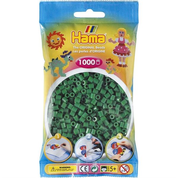 Hama Midi Beads 1000 pcs Green 207-100 207-10 - Hama Midi perleposer 1000