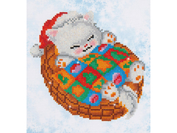 Diamond Dotz. Snug Christmas Kitty.  Runde Perler. Snug kitty - Diamond Dotz