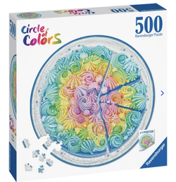 Ravensburger puslespill rundt 500 Circle Of Colors Regnbue kake  500 biter - Ravensburger