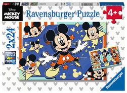 Ravensburger puslespill 2x24 Disney Mickey Start The Film  2x24 biter - Ravensburger
