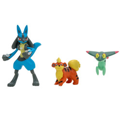 Pokemon battle figure set Dreepy, growlithe og lucario - pokèmon