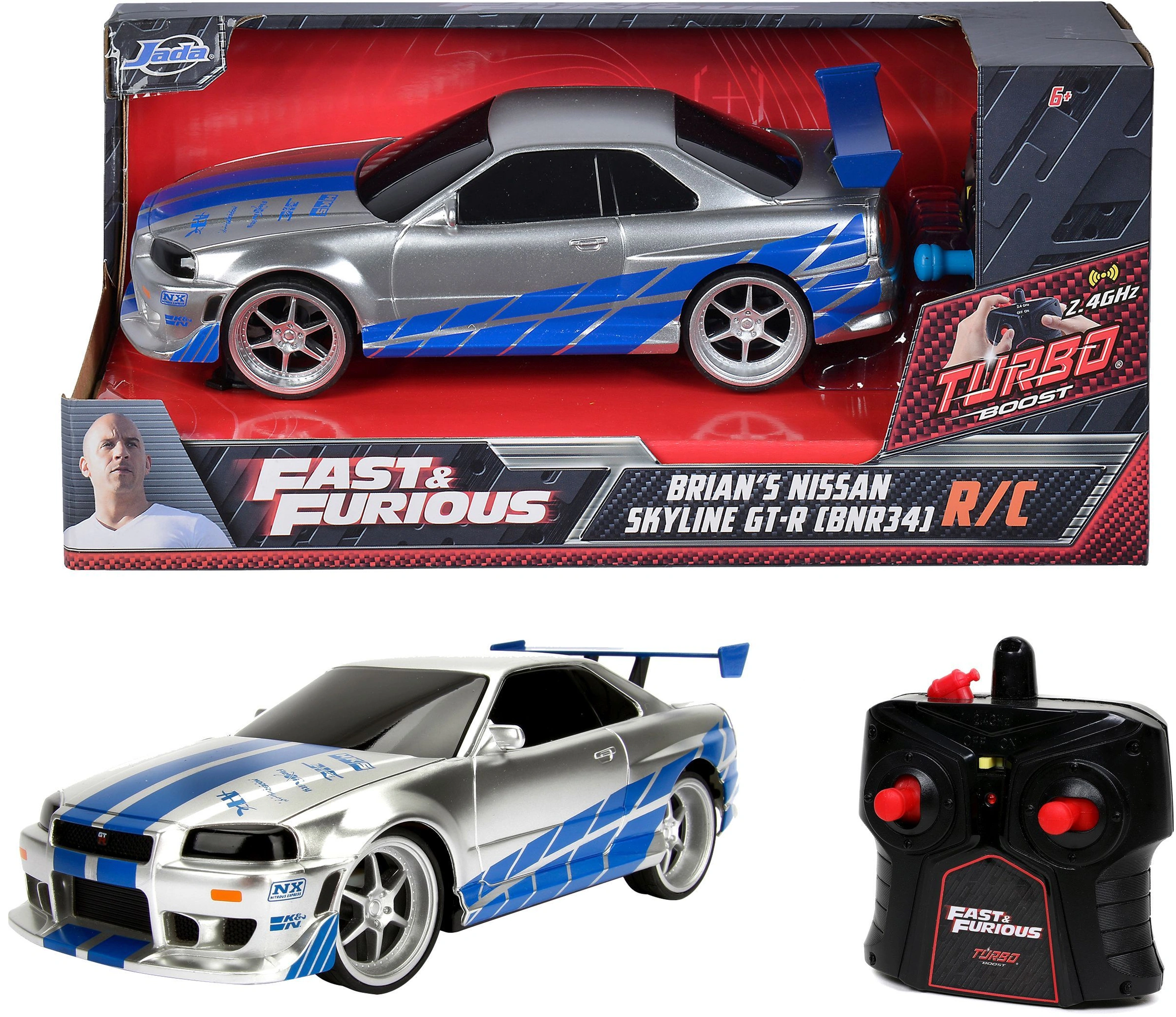 Fast & Furious Radiostyrt bil - Nissan Skyline GT-R 1:24 Brian`s Nissan Skyline - Radiostyrt