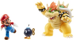 Super Mario vs. Bowser Diorama figursett - med Mario, Bowser og Bob-Omb Mario, Bowser og Bob-om - Super Mario