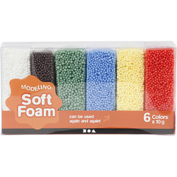 SOFT FOAM  6 FARGER  kvit, svart, grønn, blå, gul og raud - Ses tegne male
