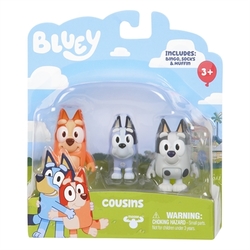 Bluey figur 2 pk Cousins (3 figurer) - Leiker