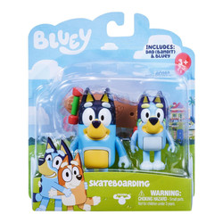 Bluey figur 2 pk Skateboarding - Leiker