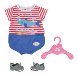 DUKKEKLÆR - BABY BORN PYJAMAS M/SKO BLÅ 43CM Pyjamas - Baby Born