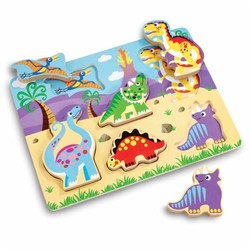PUSLESPILL - WOODLETS I TRE 4 ASST Dinosaur - woodlets