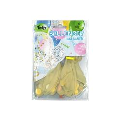 BALLONGER M/KONFETTI ROSA/GULL/SØLV, 4 PK KONFETTI - Tinka