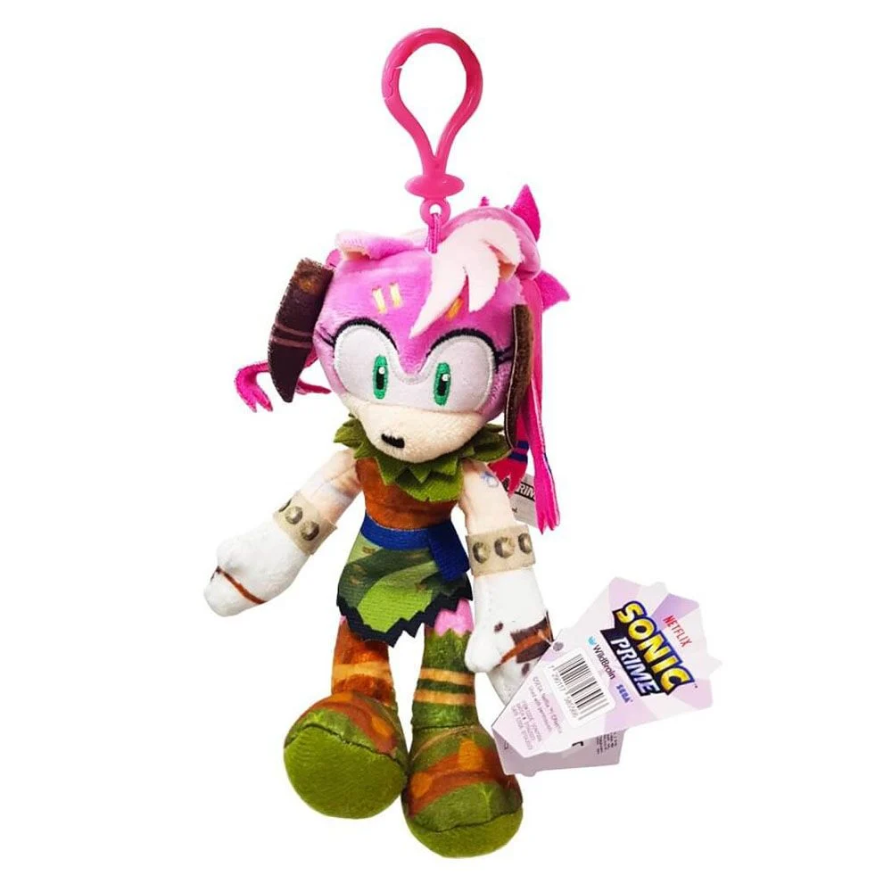 Sonic prime clip on plush - 13cm  Amy Rose - Sonic The HedgeHog