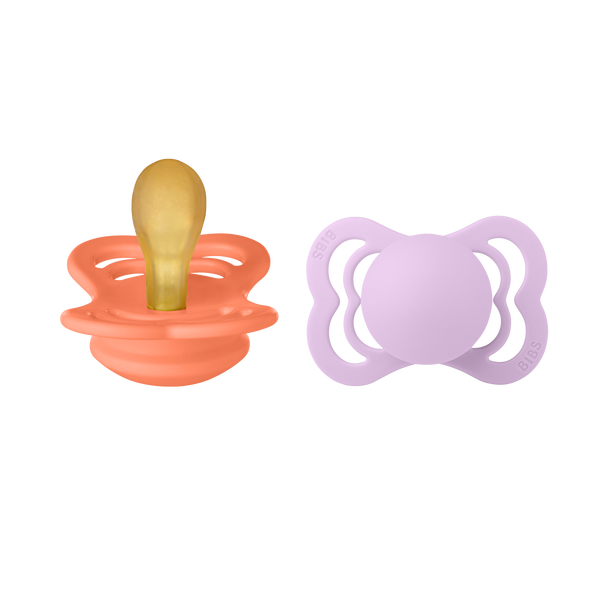 Bibs Smokk Supreme 2 Pack Natural Rubber Size 1 - Papaya / Violet Sky Papaya / Violet Sky - Bibs