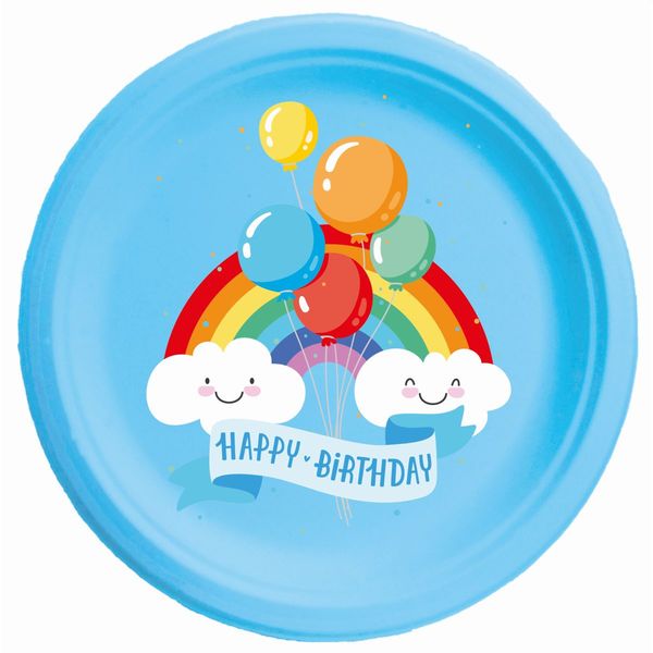 TALLERKEN REGNBUE 8 STK HAPPY BIRTHDAY  regnbue  - Bursdag/Fest