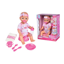 New Born Baby Spise/tisse dukke 43cm rosa - Baby Born
