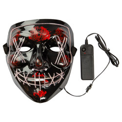 Led Mask Horror White Led maske hvit - Halloween