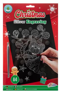 Grafix SCRATCH KIT - JULEMOTIV  Sølvfarga - Hobby