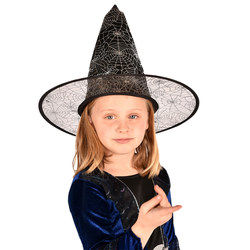Witch Hat Black Silver 40 cm Hekse hatt - Halloween
