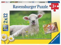 Ravensburger puslespill 2x12 Farm animal Babies 2x12 - Ravensburger
