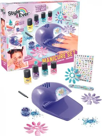 Style 4 Ever Nail Art Manikyrsett med neglelakk, negletørker og tilbehør Manicure set - Sminke
