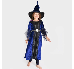 Den gode feen Heksekjole med hatt, blå/sort 6-7år 6-7år - Salg