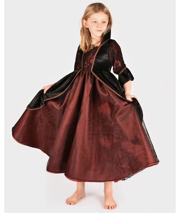 Den gode feen Vampyrkjole sort/rød 10-12 år 10-12år - Halloween