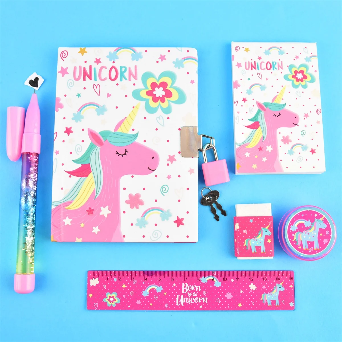 Unicorn sett med dagbok og skrivesaker unicorn sett - Hobby
