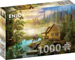 Enjoy puslespill 1000 A Log Cabin on the River 1000 biter - Enjoy puzzle