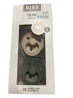 Bibs Smokk Colour 2Pk Vanilla/Pine Natural Rubber Round Size 2 Vanilla/Pine - Bibs