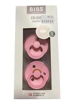 Bibs Smokk Colour 2Pk Baby Pink Natural Rubber Round Size 2 Baby Pink  - Bibs