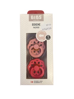 Bibs Smokk Boheme 2Pk Dusty Pink/Coral Natural Rubber Round Size 1 Dusty Pink/Coral - Bibs