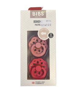 Bibs Smokk Boheme 2Pk Dusty Pink/Coral Natural Rubber Round Size 2 Dusty Pink/Coral - Bibs