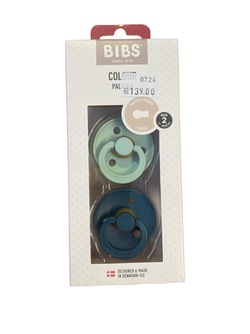 Bibs Smokk Colour 2Pk Nordic Mint/Forest Lake Natural Rubber Round Size 2 Nordic Mint/Forest Lake - Bibs