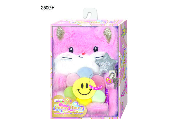 FUZZY DAGBOK I PLYSJ M/LÅS dagbok - Hot Focus