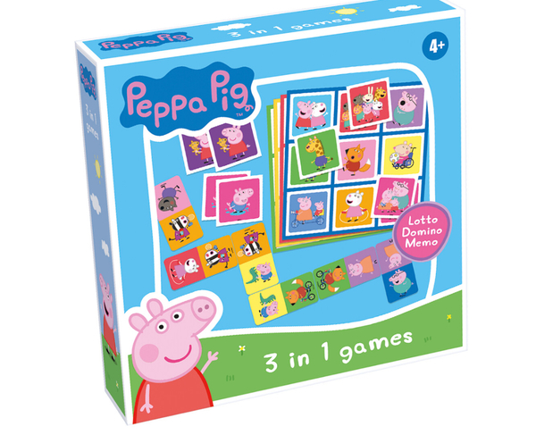 Peppa pig 3-i-1 spill - Lotto, memo og domino Peppa pig - Brettspel