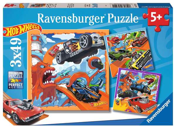Ravensburger puslespill 3x49 Hot Wheels - Make it Epic! 3x49 biter - Ravensburger