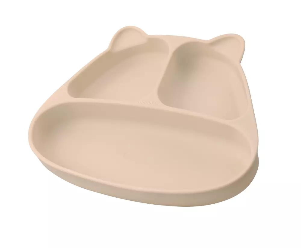 MOMBELLA PANDA SILIKON TALLERKEN MED SUGEFOT - LYS BRUN LYS BRUN - Mömbella