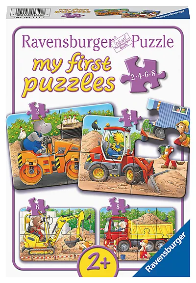 Puslespill 2/4/6/8 Dyr på byggeplassen Puslespill 2/4/6/8 Dyr på byggeplassen - Ravensburger