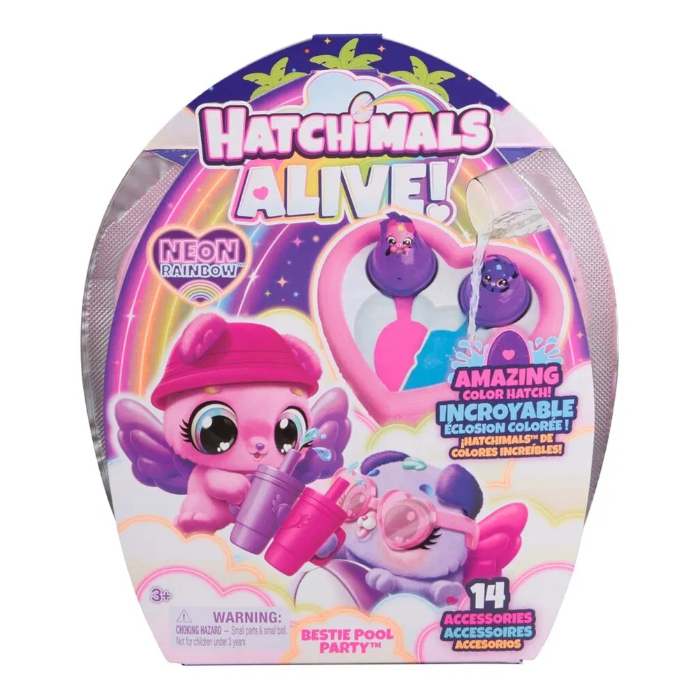 Hatchimals Alive Bestie Pool Party Neon Rainbow - Leiker