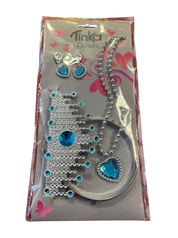 Prinsessesett Tiara, Kjede og Ørepynt Blå Blå - Tinka