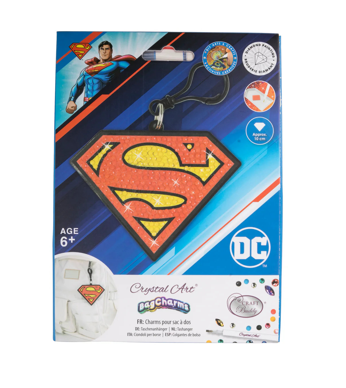 Crystal Art Superman logo  - diamantperling Charm Superman logo - Hobby