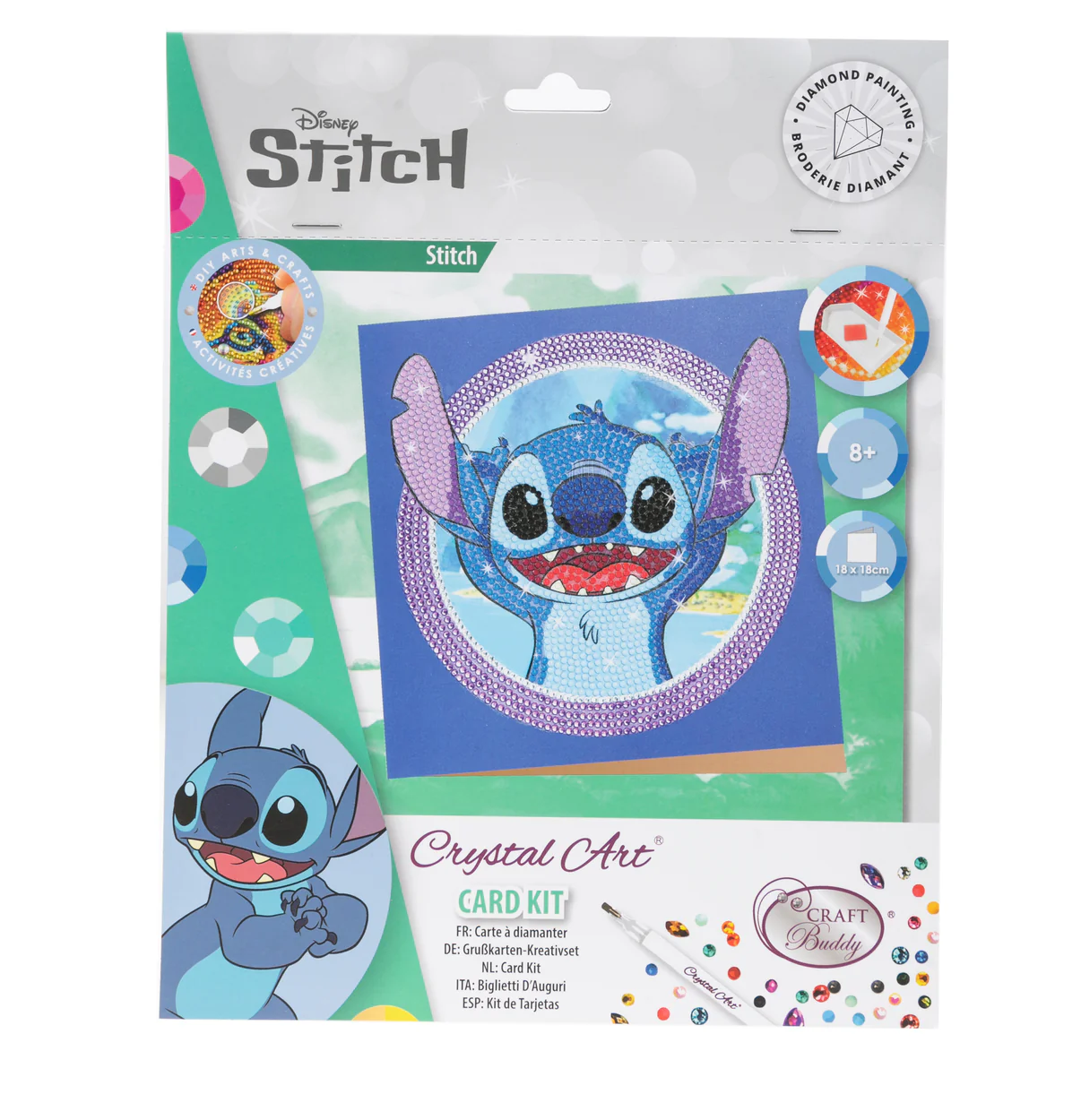 Crystal Art Disney Stitch - diamantperling kort Stitch - Hobby