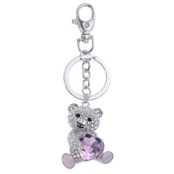NØKKELRING/BAGC CHARM BAMSE M/ROSA HJERTE  BAMSE M/ROSA HJERTE - Tinka